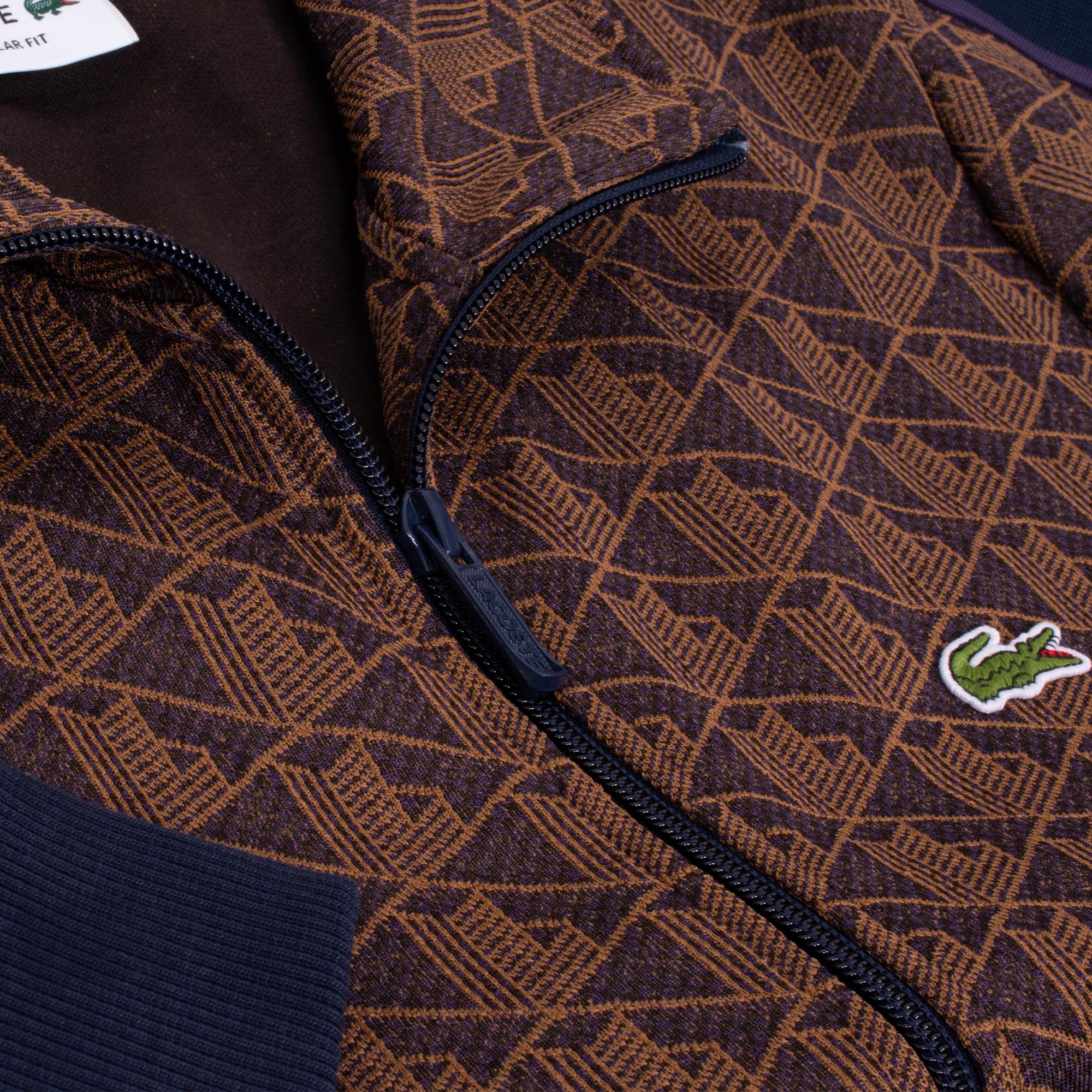 Mens Lacoste Paris Jacquard Monogram Zipped Sweatshirt Velvet